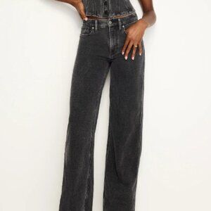 Good American Women's Jeanius Good Skate Wide Sweatpants Jeans - size 6/28